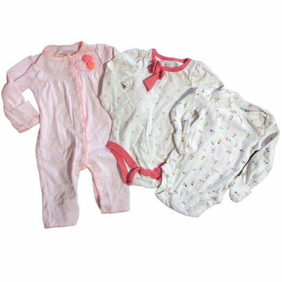 Baby Girl Floral Pink Bodysuit Set, Newborn - Picture 1 of 10